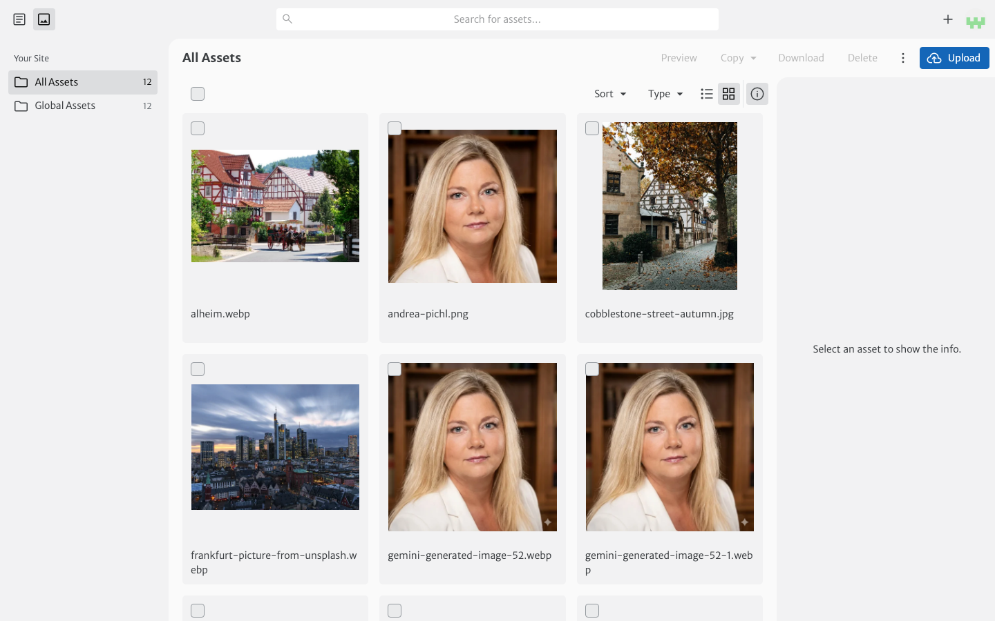 Bilder austauschen in der Sveltia Mediathek
