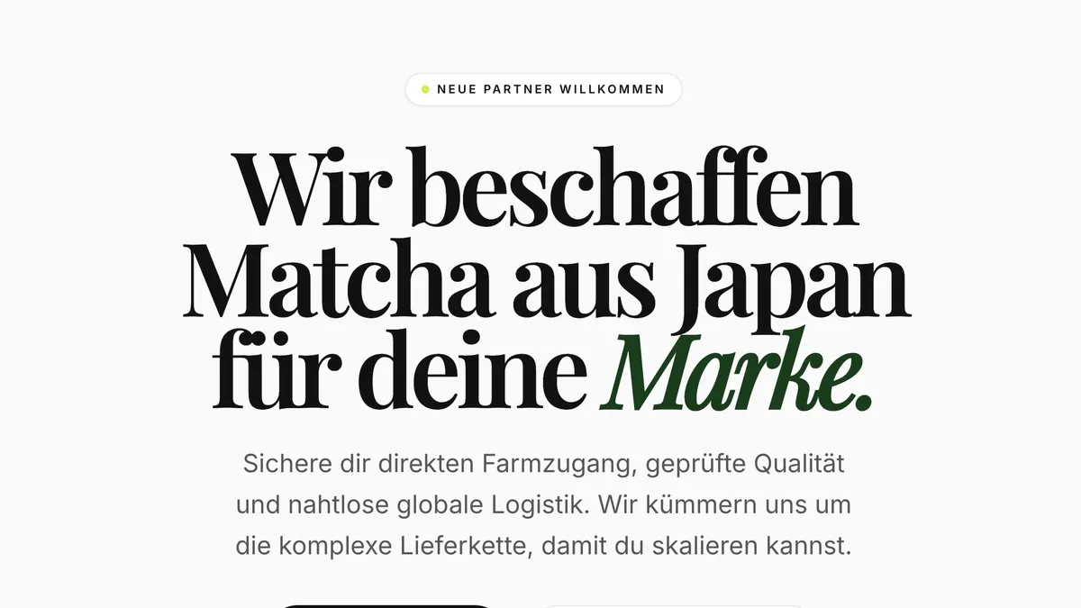 Startseite der Website matcha-sourcing.com